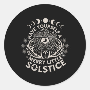 Retro Have Yourself A Merry Little Solstice Yule H Classic Round Sticker