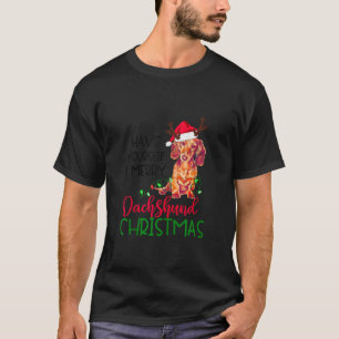 Retro Have Yourself Merry Dachshund Christmas Wein T-Shirt