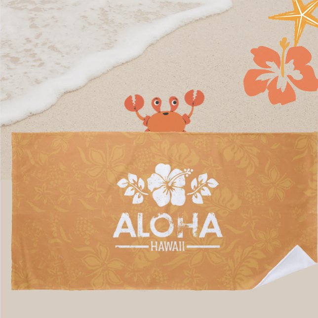 Retro Hawaii Aloha Beach Towel (Creator Uploaded)