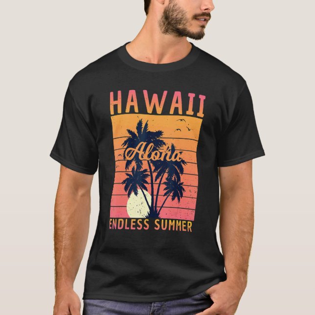 Retro Hawaii Aloha Endless Summer Surfing Summer F T-Shirt (Front)