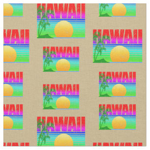 Retro Hawaii Sunset Beach Fabric
