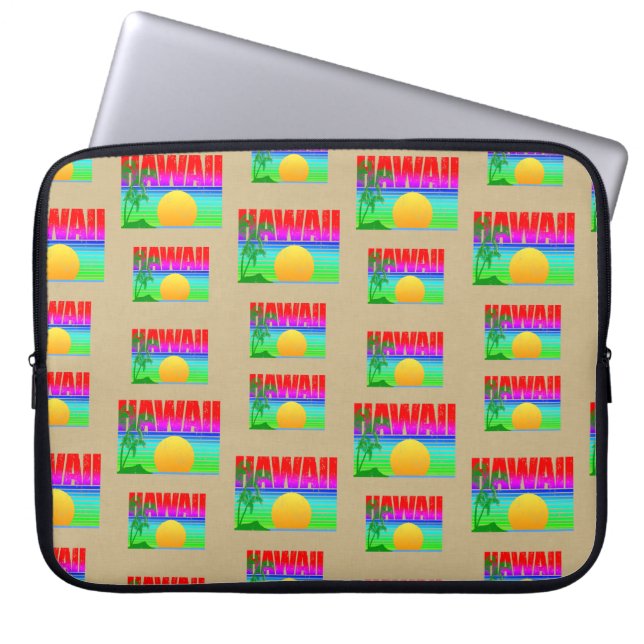 Retro Hawaii Sunset Beach Laptop Sleeve (Front)