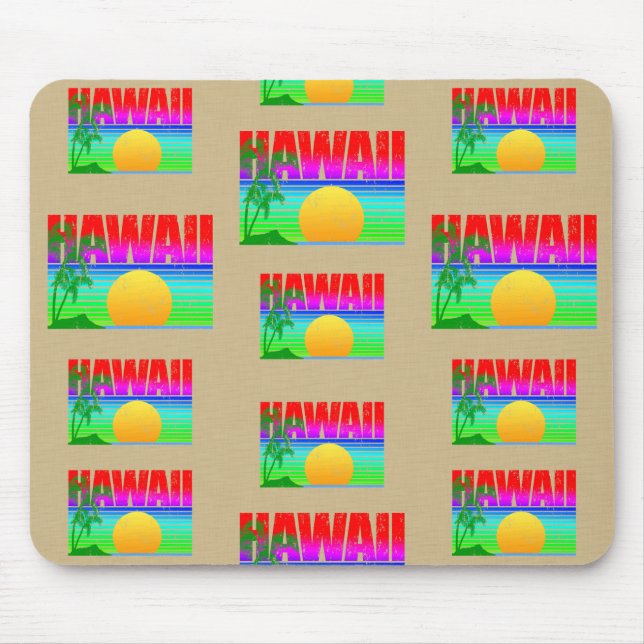 Retro Hawaii Sunset Beach Mouse Mat (Front)