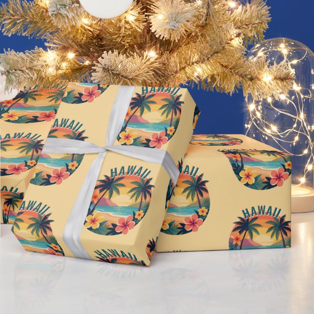 Retro Hawaii Tropical Beach Wrapping Paper (Holidays)