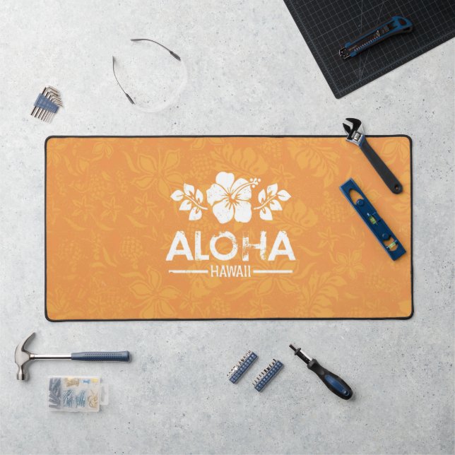 Retro Hawaiian Aloha Greeting Desk Mat (Workstation)