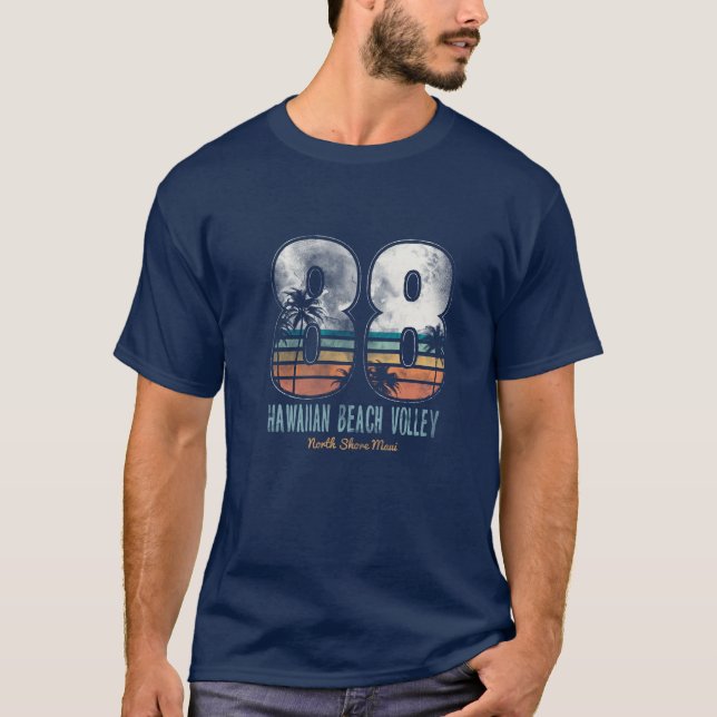 Retro Hawaiian Beach Volleyball Sports T-Shirt (Front)