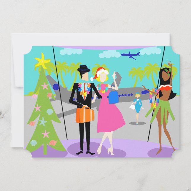 Retro Hawaiian Christmas Party Invitation (Front)
