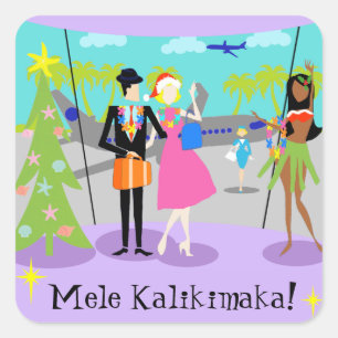 Retro Hawaiian Christmas Stickers
