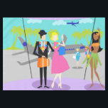 Retro Hawaiian Christmas Tablecloth<br><div class="desc">This Retro Tropical Vacation Tablecloth features a minimalist cartoon drawing of an attractive couple taking the trip of a lifetime! The mid century modern scene is set in a tropical airport. Mr. and Mrs. Tourist are posing in front of the floor to ceiling glass walls. After all, they want to...</div>