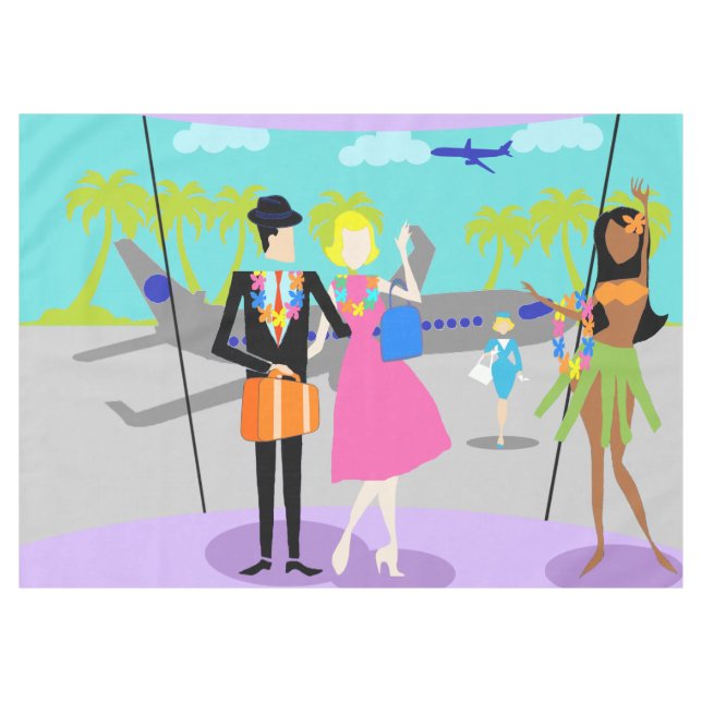 Retro Hawaiian Christmas Tablecloth (Front (Horizontal))