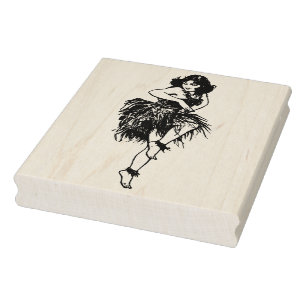 Retro Hawaiian Dancer Rubber Art Stamp