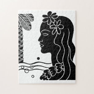 Retro Hawaiian Hula Girl Jigsaw Puzzle