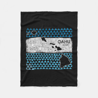 Retro Hawaiian Island Oahu Hawaii Volcano Vacation Fleece Blanket