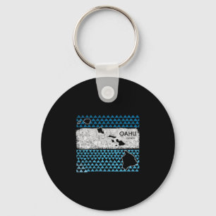 Retro Hawaiian Island Oahu Hawaii Volcano Vacation Key Ring