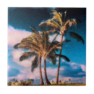 Retro Hawaiian Palm Trees Customised Palms Tile