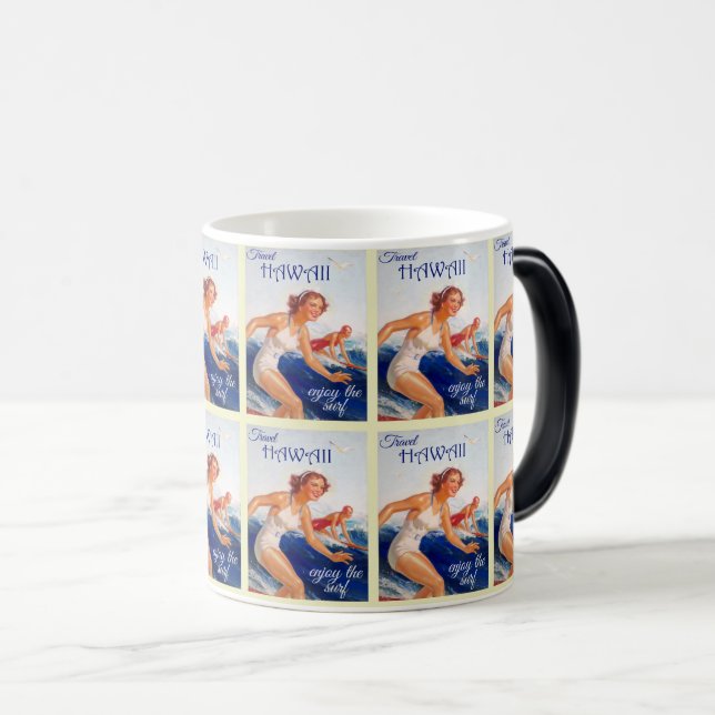 Retro Hawaiian Surf Adventure Magic Mug (Front Right)