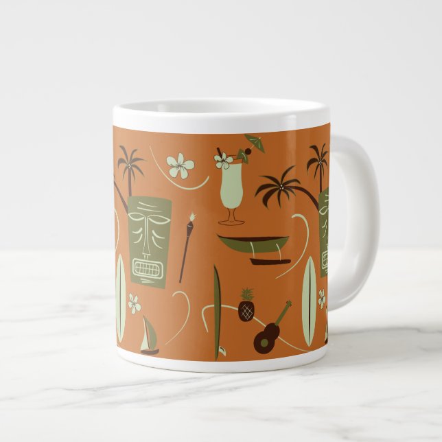 Retro Hawaiian Vintage Hawaii  Large Coffee Mug (Front Right)