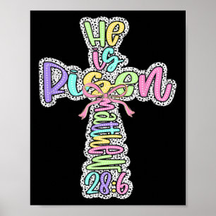 Retro He Is Risen Cross Easter Resurrection Jesus  Poster