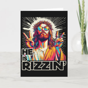Retro He Is Rizzin Funny Jesus Has Rizzen Easter C Card