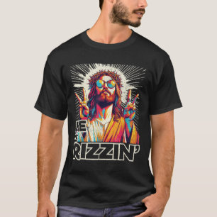 Retro He Is Rizzin Funny Jesus Has Rizzen Easter C T-Shirt