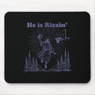 Retro He Is Rizzin God Playing Sketll Funny Easter Mouse Mat