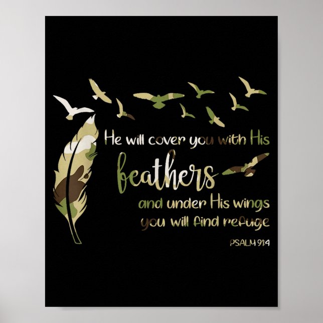 Retro He Will Cover You With His Beathers Jesus Re Poster (Front)