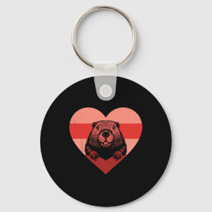 Retro Heart Beaver Vintage Valentine Womens Mens K Key Ring