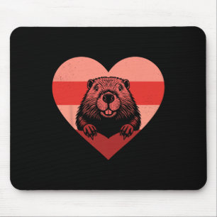 Retro Heart Beaver Vintage Valentine Womens Mens K Mouse Mat