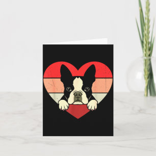 Retro Heart Boston Terrier Dog Vintage Valentine W Card