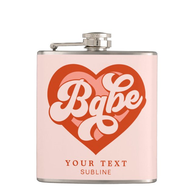Retro Heart Bride Babe Tribe Bachelorette  Hip Flask (Front)
