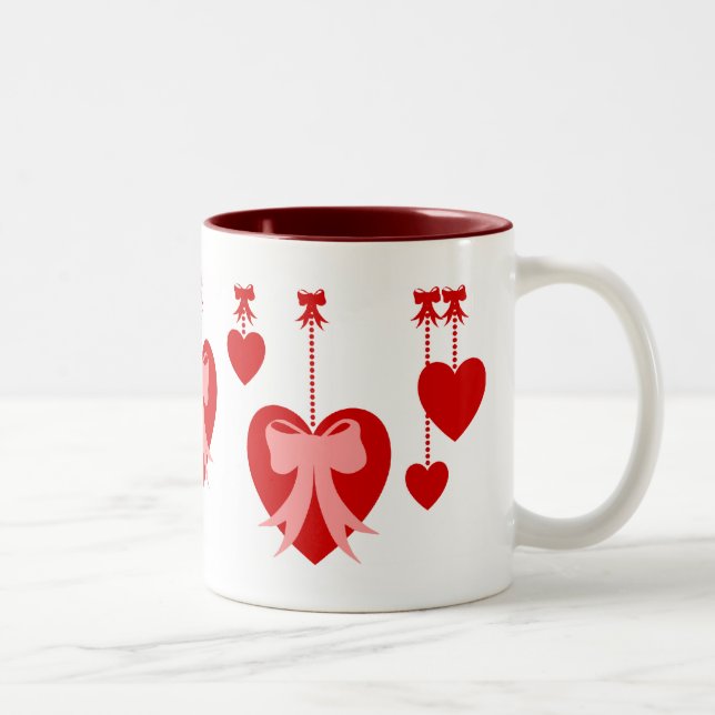 Retro Heart Dangles Two-Tone Coffee Mug (Right)