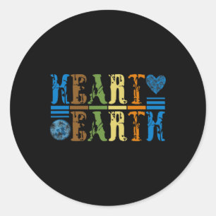 Retro Heart Earth Anagram Vintage Earth Day Love  Classic Round Sticker