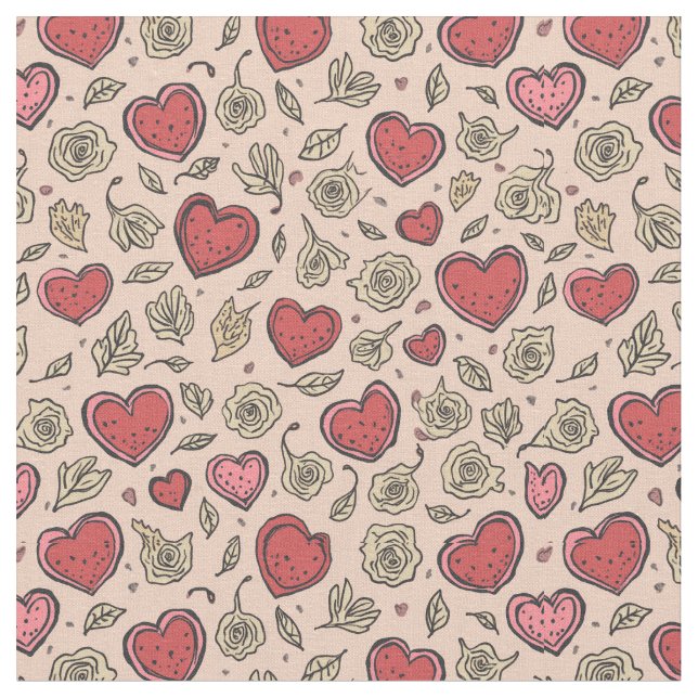 Retro heart fabric (Close Up)