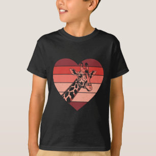Retro Heart Giraffe Vintage Valentine Womens Mens T-Shirt