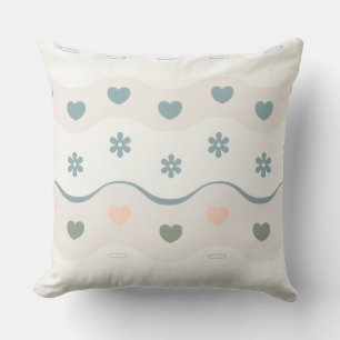 Retro Heart Meadow Stripe Cushion