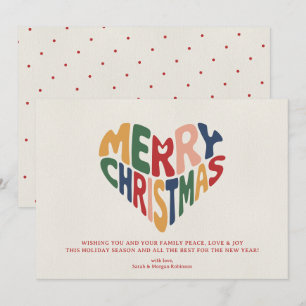 Retro Heart Merry Christmas Playful  Holiday Card