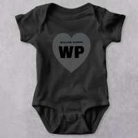 Retro Heart Monogram Newborn Black Outfit Custom