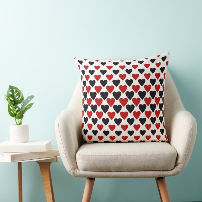 Retro Heart Mosaic Geometric Modern Throw Pillow (Chair)