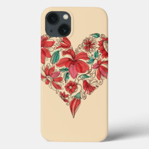 Retro heart of flowers love symbol iPhone 13 case