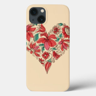 Retro heart of flowers love symbol iPhone 13 case