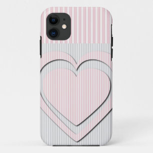Retro Heart Pattern Stripes Graphic Design iPhone 11 Case