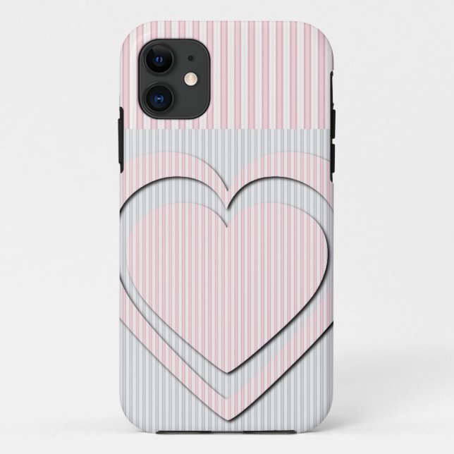 Retro Heart Pattern Stripes Graphic Design Case-Mate iPhone Case (Back)