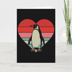 Retro Heart Penguin Vintage Valentine Womens Mens Card