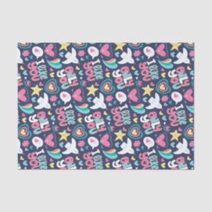 Retro Heart Romance Love Pattern Valentine's Day Tissue Paper