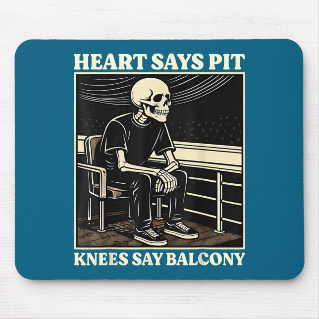Retro Heart Says Pit Knees Design Mouse Mat (Front)