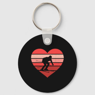 Retro Heart Skiing Ski Vintage Valentine Womens Me Key Ring