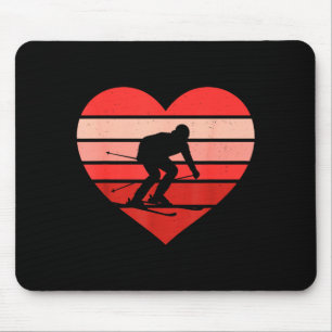 Retro heart skiing ski vintage valentine womens mouse mat
