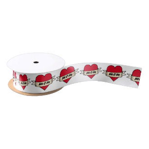 Retro heart tattoo mum satin ribbon