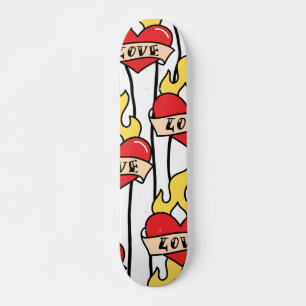 Retro Heart Tattoo Skateboard
