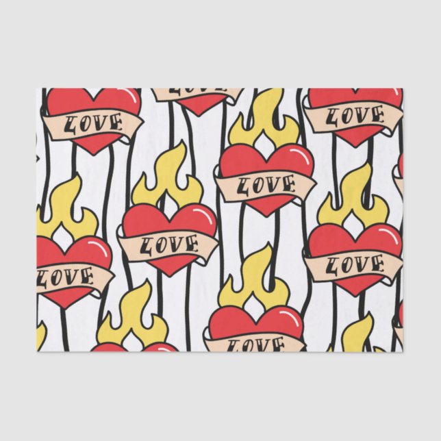 Retro Heart Tattoo Tissue Paper (Front)